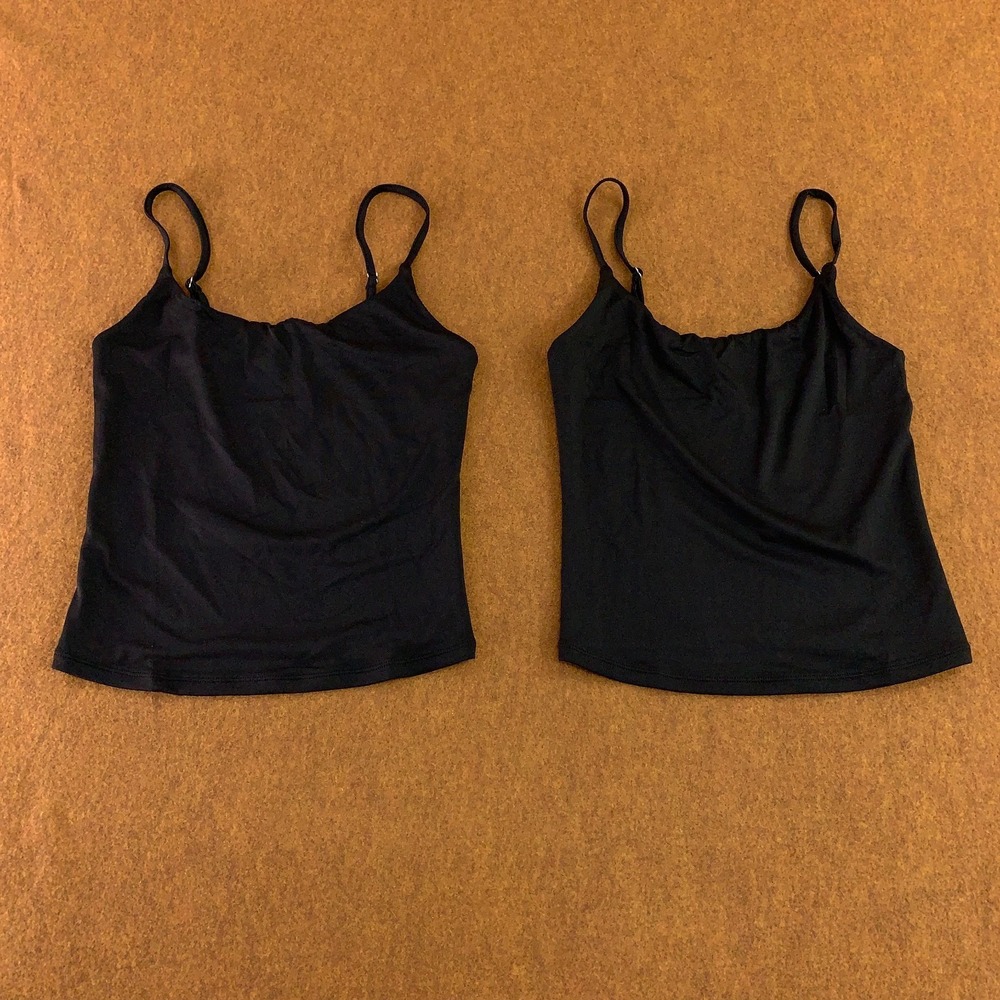 Trendy Queens Womens Size XS Black Cami Tank Top 2 Pieces New